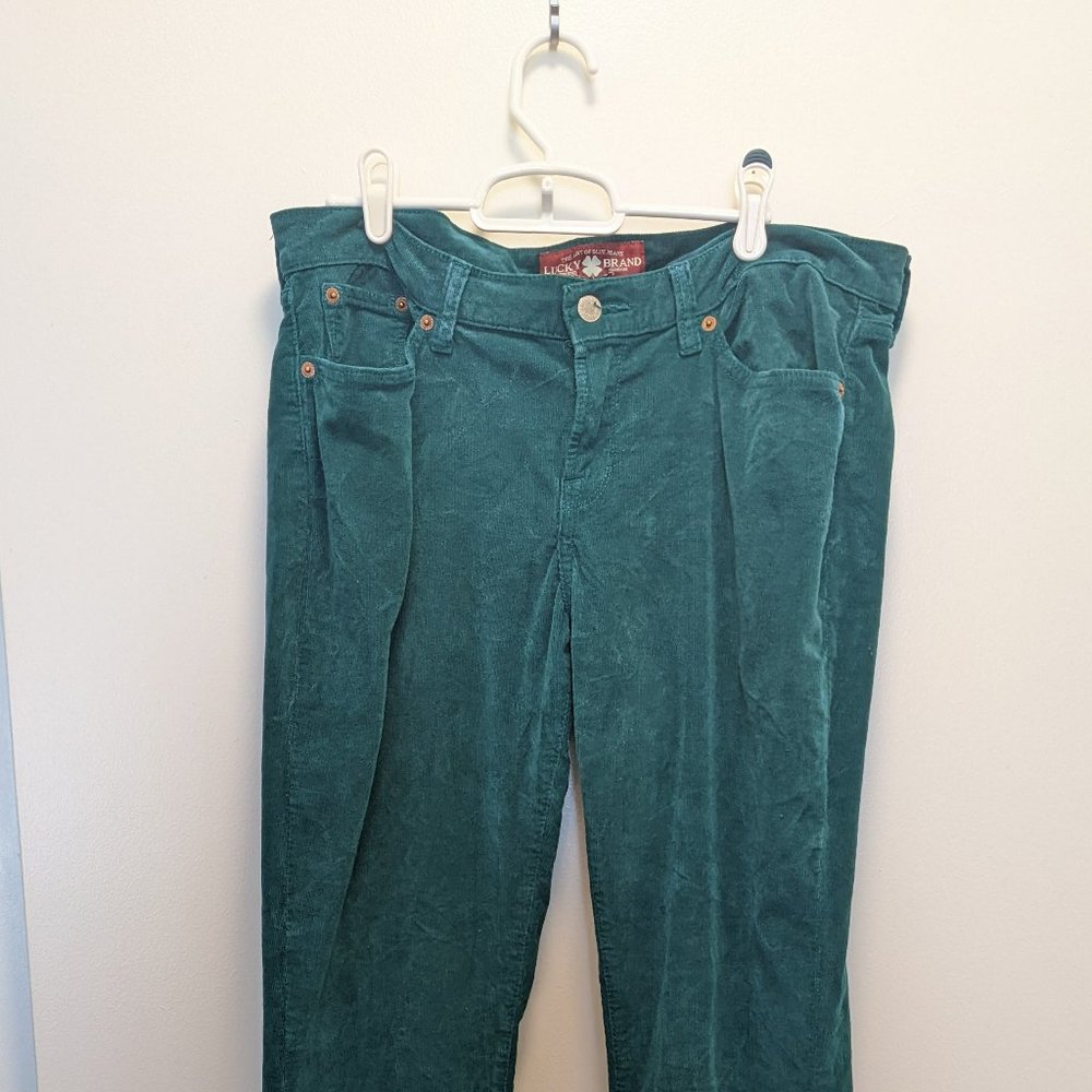Lucky Brand Zoe Skinny Jade Green / Turquoise corduroys sz 12 / 14